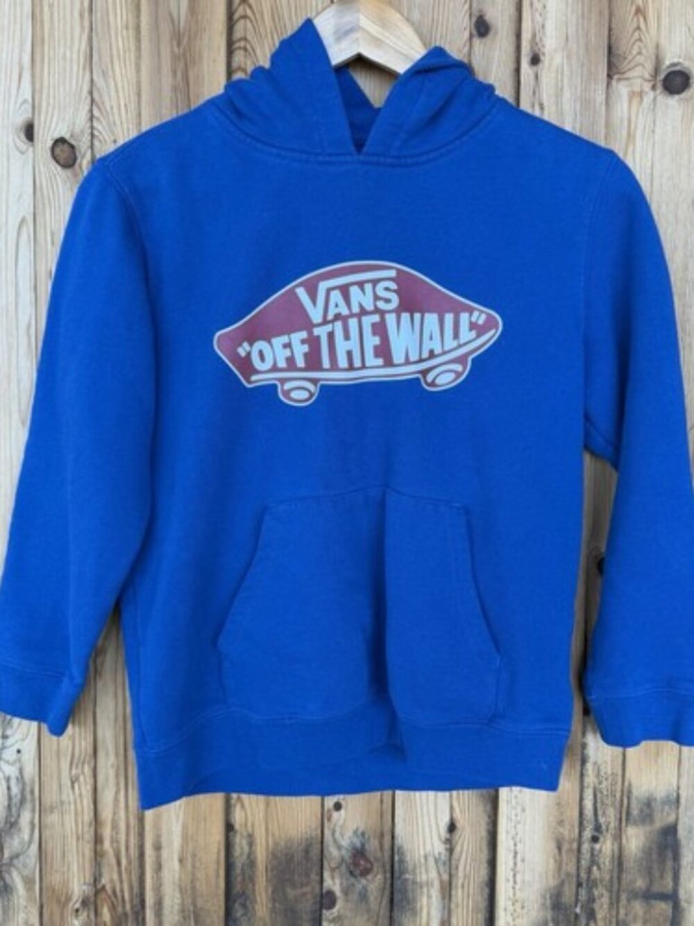 "Vans Off The Wall" Blue Hoodie Youth Size L Logo Sweatshirt.